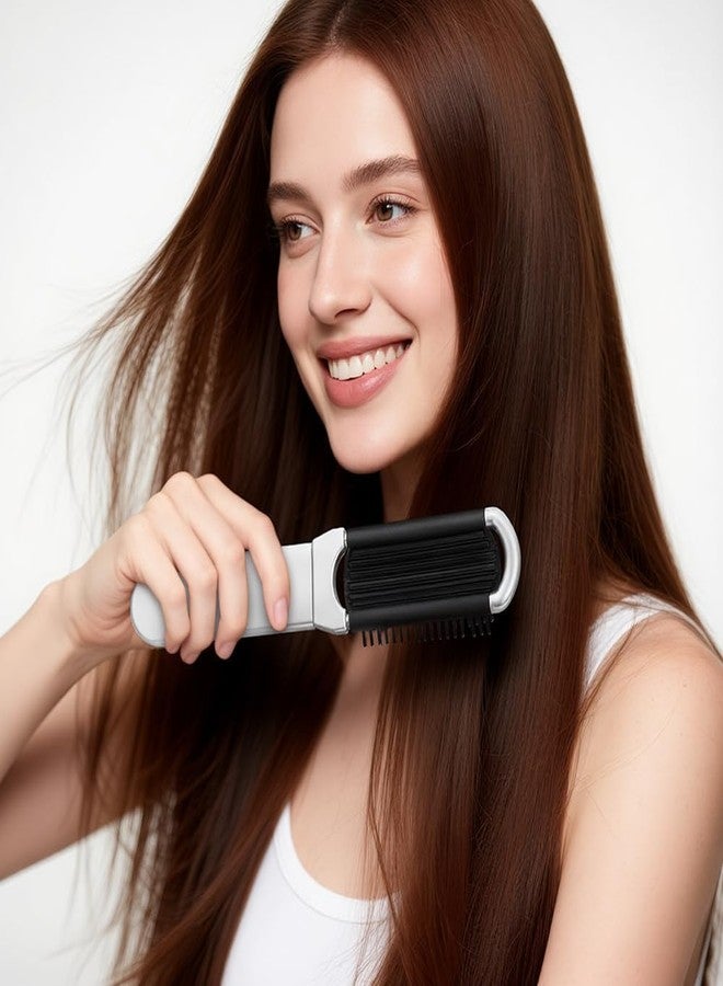 Pmeixcy فرشاة مشط، فرشاة صغيرة، فرشاة شعر مشط للنساء، فرشاة شعر قابلة للطي محمولة مع مرآة - مشط صغير للسفر بوسادة هوائية، هدية عيد الحب للنساء - Image 4
