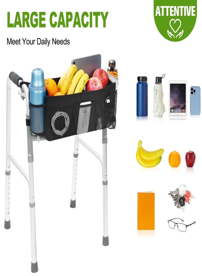 CTWWFS Upgrade Walker Basket with Cup Holder, Foldable Walker Storage Bag for Seniors with Big Capacity & Never Tipping Over, Best Gift for Family - Image 5