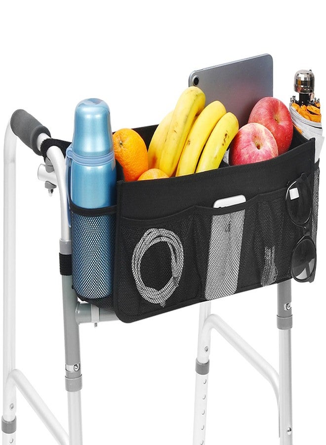 CTWWFS Upgrade Walker Basket with Cup Holder, Foldable Walker Storage Bag for Seniors with Big Capacity & Never Tipping Over, Best Gift for Family - Image 1