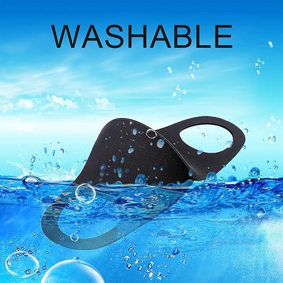 Bildos Anti-Pollution Reusable and Washable Face Mask for Adult, Unisex, Soft Breathable Fabric (Black) - Pack of 6 - Image 5