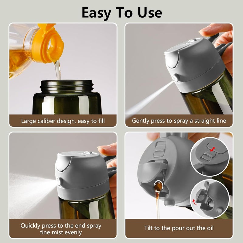 SWEET VIEW 2PCS Olive Oil Dispenser and Oil Sprayer – 16oz/470ml Glass Light-Proof Oil Pourer for Kitchen, Air Fryer, Cooking, Salad, and BBQ - Image 2