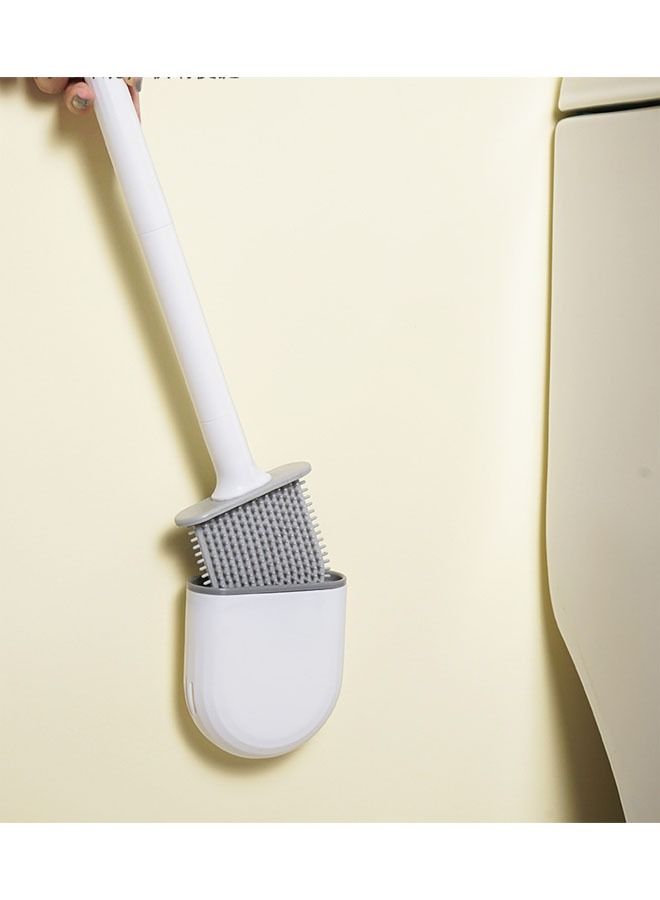 Silicone Toilet Brush, Silicone Toilet Brush and Holder Flat Head Flexer Brush for Toilet Rubber Toilet Brush, Deep Cleaning Flexersilicone Toilet Bowl Brush with Removable Bottom for Bathroom - Image 2