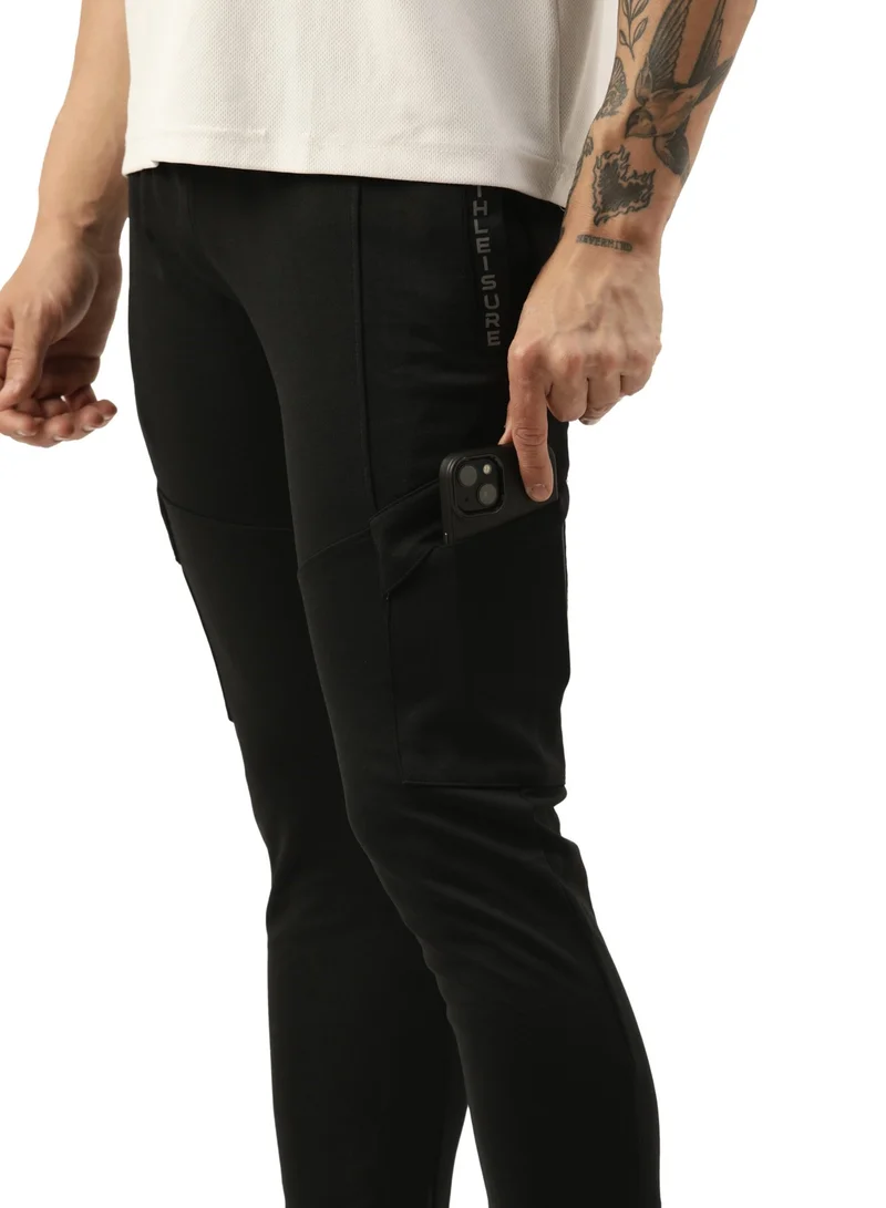 Maniac Maniac Mens Jogger Printed Black Cutpanel Polyester Sports Slim Fit Jogger