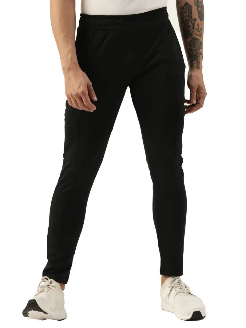 مانياك Maniac Mens Jogger Printed Black Cutpanel Polyester Sports Slim Fit Jogger