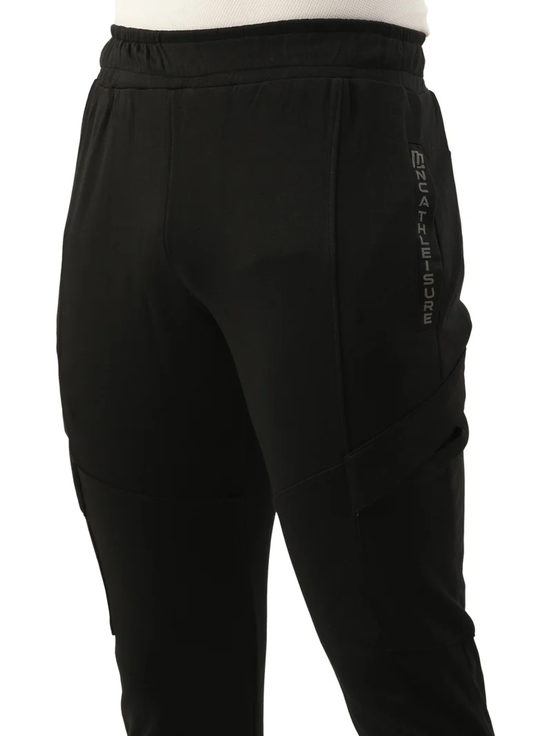 Maniac Maniac Mens Jogger Printed Black Cutpanel Polyester Sports Slim Fit Jogger