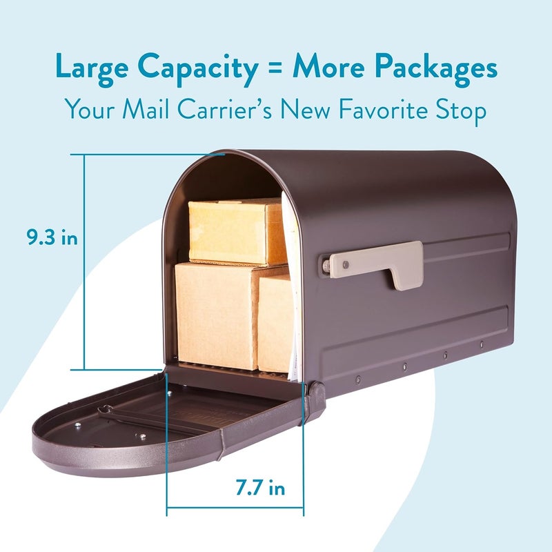 ARCHITECTURAL MAILBOXES Roxbury™ Heavy Duty Steel Metal Post Mounted Mail Box for Outside, Rubbed Bronze, Large Curbside Mailbox with Magnetic Latch - Image 2