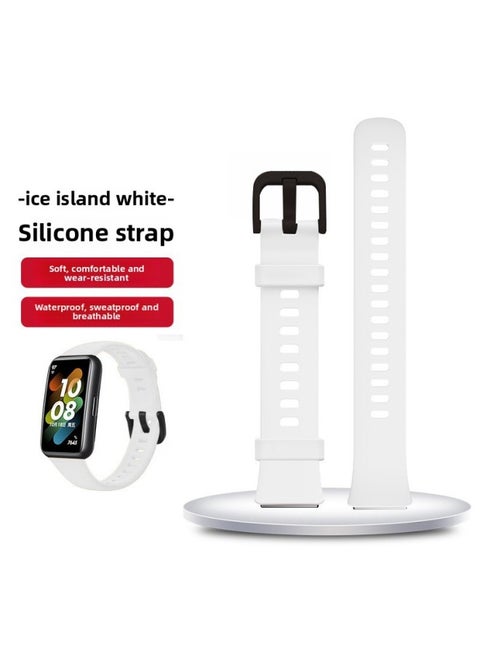 Suitable For HuaweiBracelet 9/8/7/6 Wristband Replacement Strap Watchband Sports Smart Watch Milanese Silicone N-Color:Bracelet 8/9/NFC Strap [island White] Comes With Film