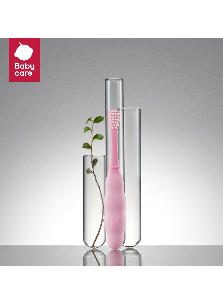 Baby Care Training Toothbrush with Safety Guard, Ultra Soft Baby Toothbrush for Toddler to Kids, BPA Free, FDA Certified Stage 3 Toothbrush 36+ Months Old Kids Toothbrush Pink - Image 1