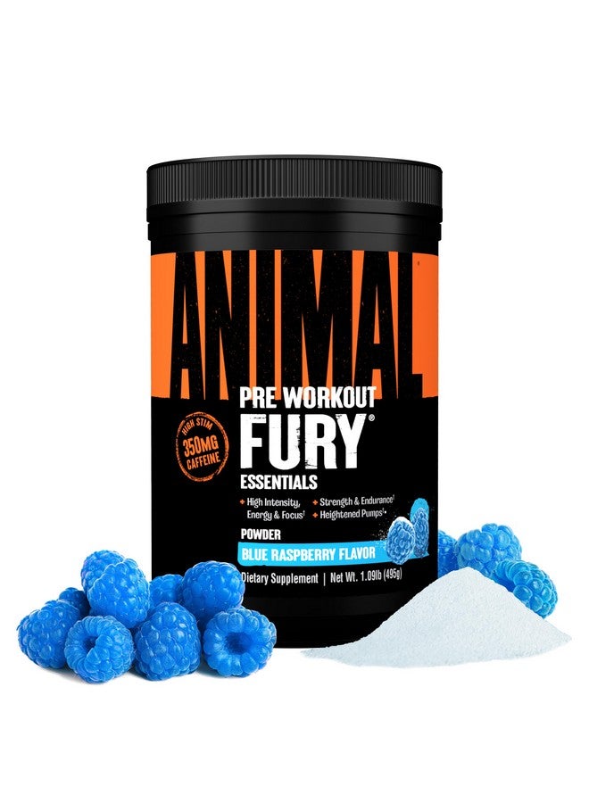 ANIMAL Animal Fury Pre Workout Powder - Energy and Focus Supplement with 5g BCAA, 350mg Caffeine Nitric Oxide Booster with Beta-Alanine, Preworkout for Men and Women, Blue Raspberry Flavor, 30 Servings - Image 1