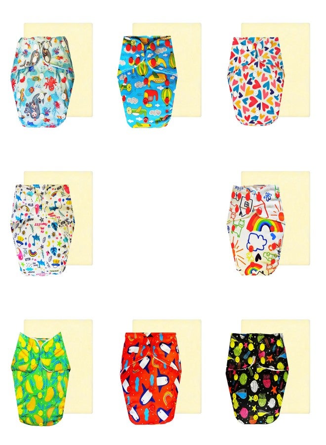 Dumbledo Elite Cloth Diaperwith Magical Soaker (Pack of 8) | Hypoallergenic | Breathable | Adjustable Snaps | Designed by Moms | 3 Months - 3 Years | Unisex Baby - Image 1