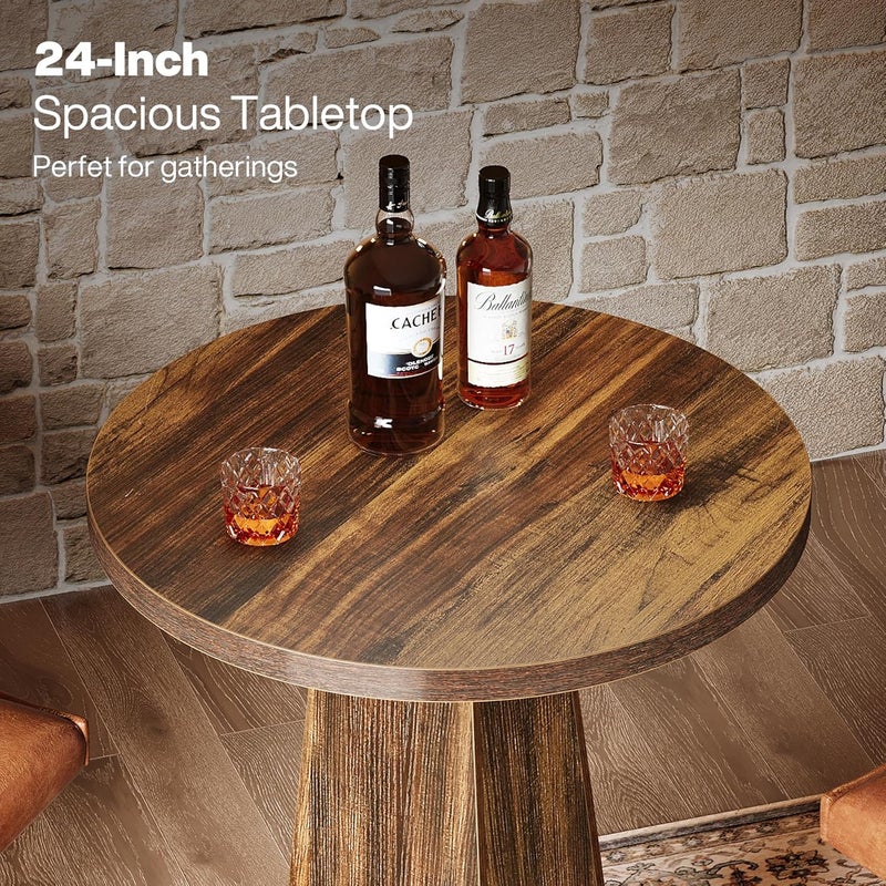 Tribesigns Bar Table, 95cm High Round Pub Table for Small Bars, Dining Room, Kitchen, Rustic Brown (Only Table) - Image 5