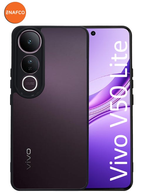 For Vivo V50 Lite - Hard Back Transparent Crystal Clear Case with Colourful TPU Bumper & Drop Protection Case Cover - Black