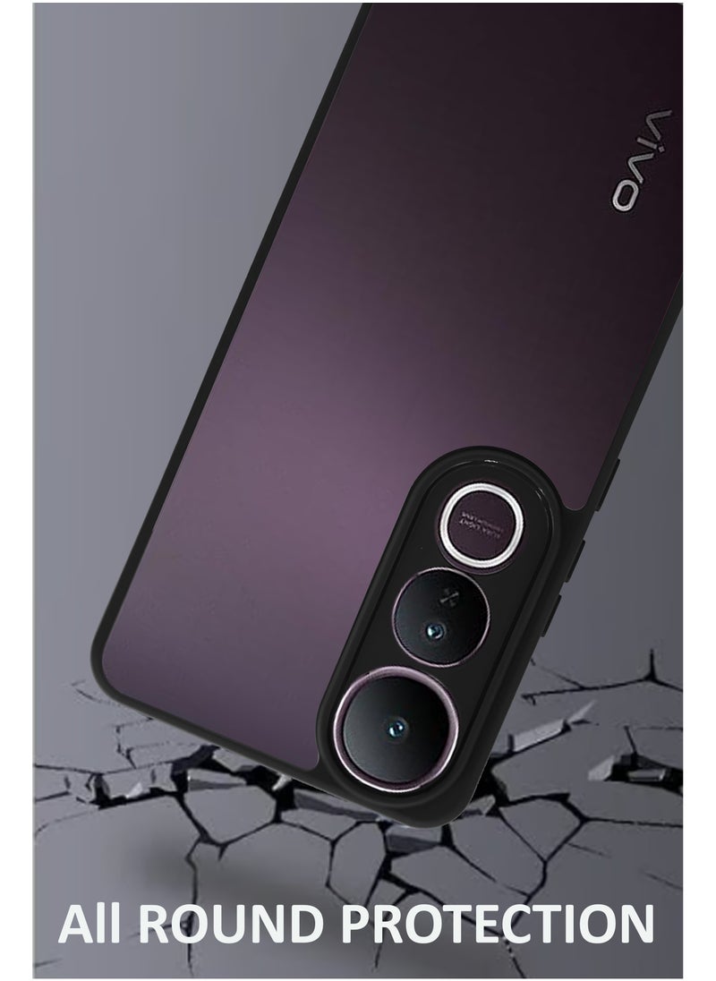 NAFCO - For Vivo V50 Lite - Hard Back Transparent Crystal Clear Case with Colourful TPU Bumper & Drop Protection Case Cover - Black - Image 1