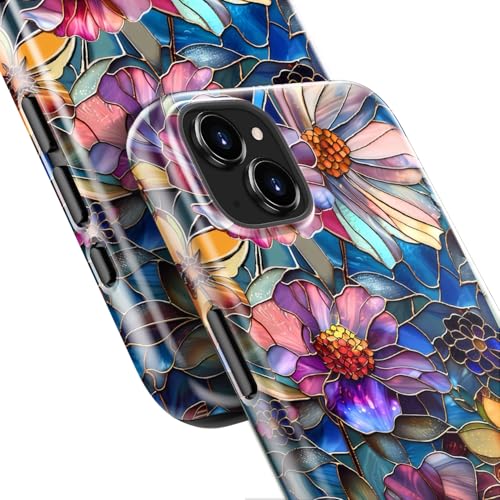 Goodon for iPhone 15 Case Cute - Compatible with Magsafe - Dual-Layer Hard Shell & Silicone Cover - Protective Phone Case with Wildflower Designs for Women - Vibrant Defined Blossoms - Image 5
