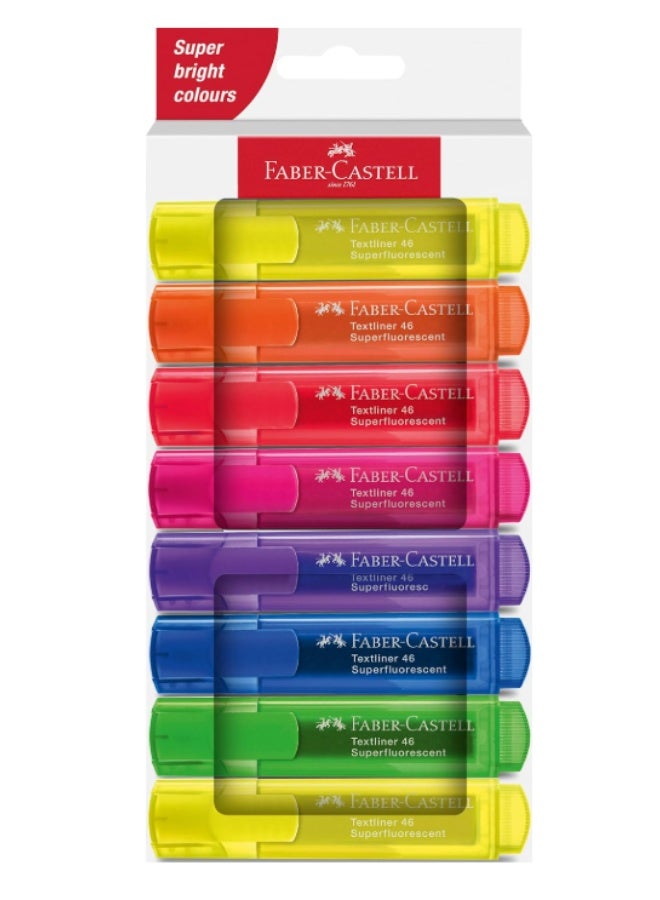 Faber Castle Faber-Castell Textliner Highlighters, Pack of 8, Neon Colours - Image 1