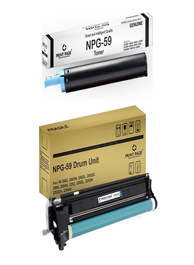 Print Page NPG-59 Toner Cartridge + Imaging Drum Unit Compatible for Printers IR 2002, 2002N, 2002L, 2002G, 2004, 2004N, 2202, 2202L, 2202N, 2202Dn, 2204N,2206,2006N,2224N (NPG-59 - Toner + Drum Unit) - Image 1