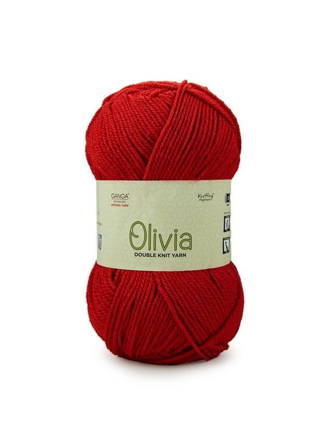 GANGA GANGA Acrylic Olivia Hand Knitting And Crochet Yarn (Red) (100Gms) - Image 1