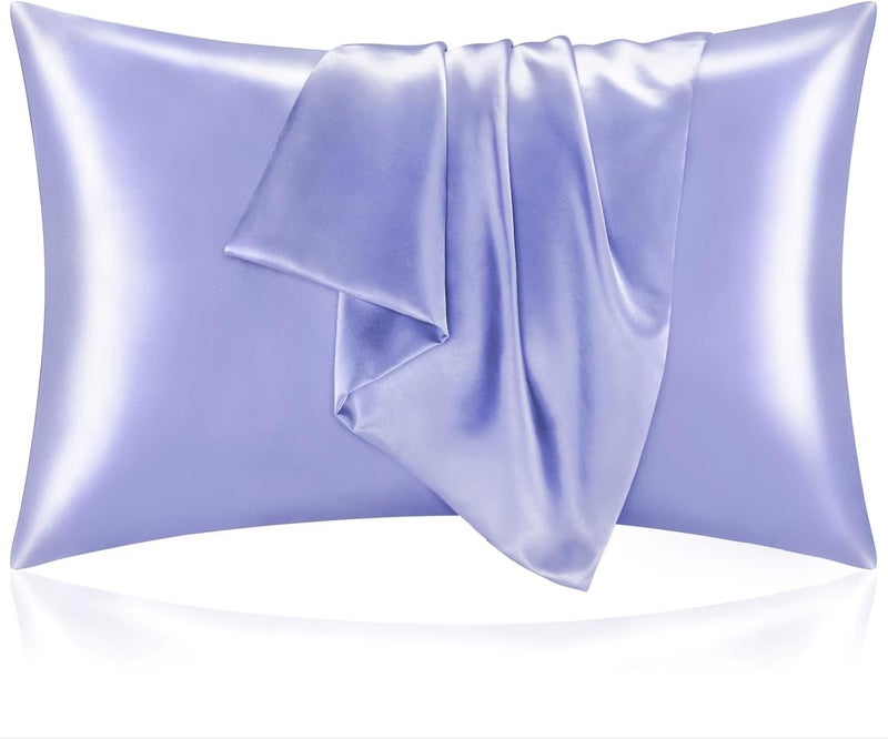 Satin Pillowcase for Hair and Skin, Super Soft and Cooling Similar to Silk Pillow Cases 2 Pack with Envelope Closure, Gift for Women Men(20"x30" Queen Size, Lilac) - Image 1