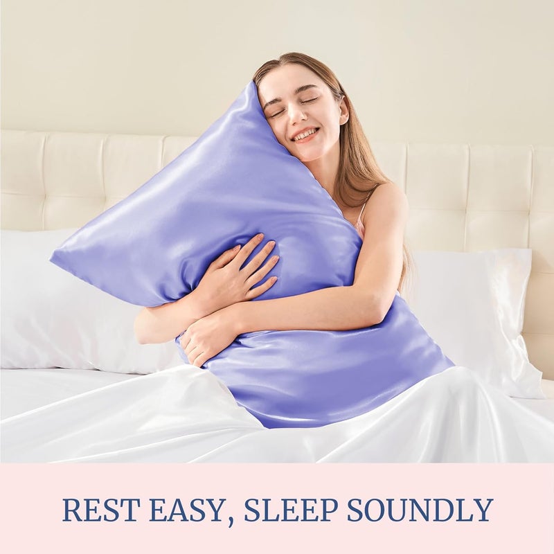 Satin Pillowcase for Hair and Skin, Super Soft and Cooling Similar to Silk Pillow Cases 2 Pack with Envelope Closure, Gift for Women Men(20"x30" Queen Size, Lilac) - Image 5