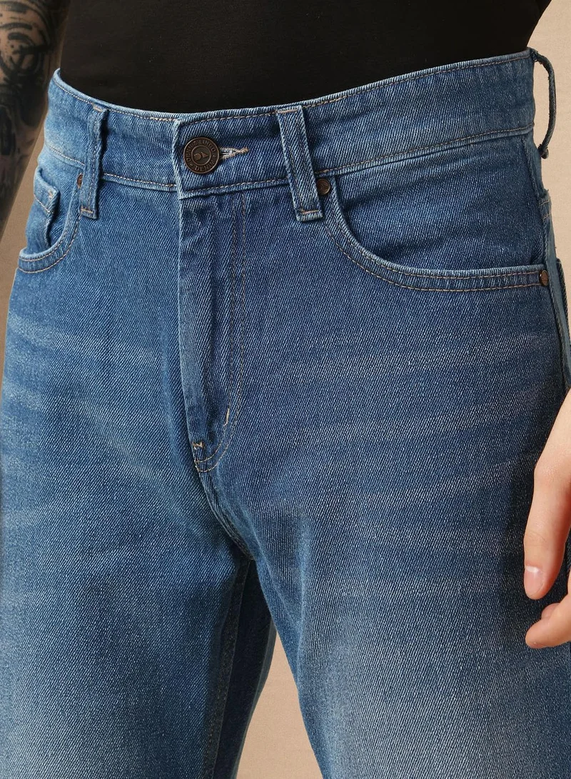 Dennis Lingo Men's Indigo 100% Cotton Solid Full Length Relaxed Fit Jeans