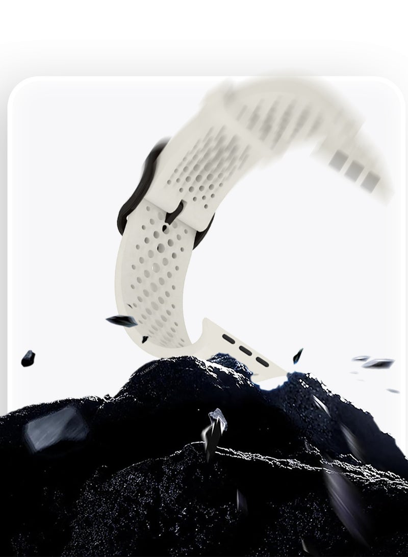 CATANES Sport Silicone Watch Band 49mm/45mm/44mm Compatible with Apple Watch Breathable Soft Strap with Buckle - Light Grey - Image 5