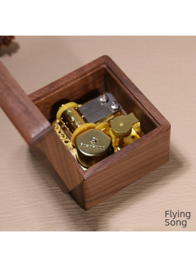 Feige Retro Walnut Winding Music Box Wooden Music Box Sky City Creative Gift Wholesale-Color:05 [beech] + Silver Movement-Dimensions:The Moon Represents My Heart. - Image 5