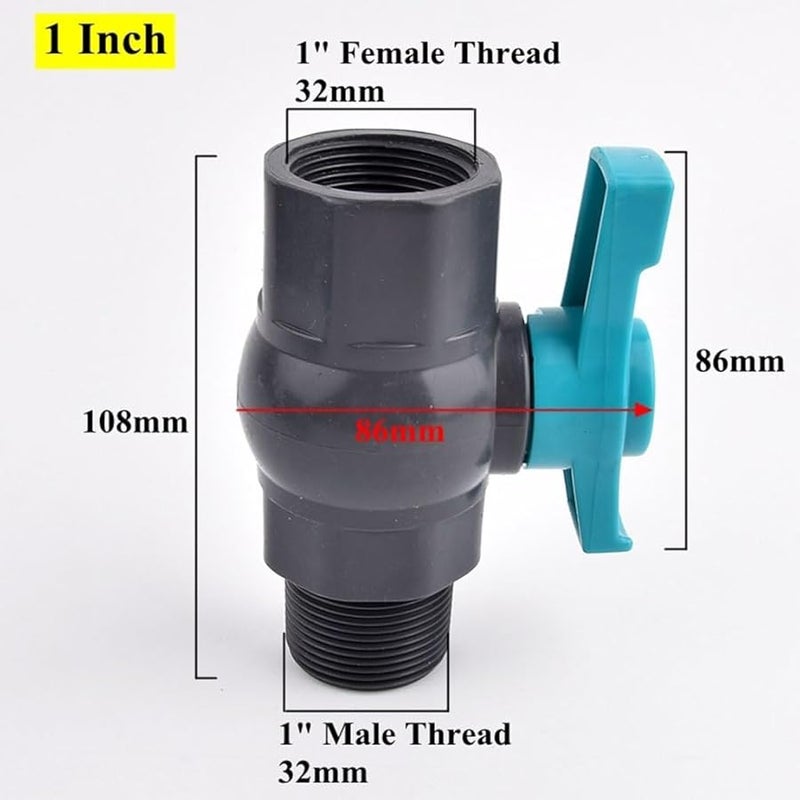 20mm 1 2 Inch PVC Ball Valve Female Male Thread For Garden Irrigation Aquarium - Image 5