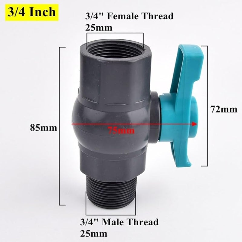 20mm 1 2 Inch PVC Ball Valve Female Male Thread For Garden Irrigation Aquarium - Image 4