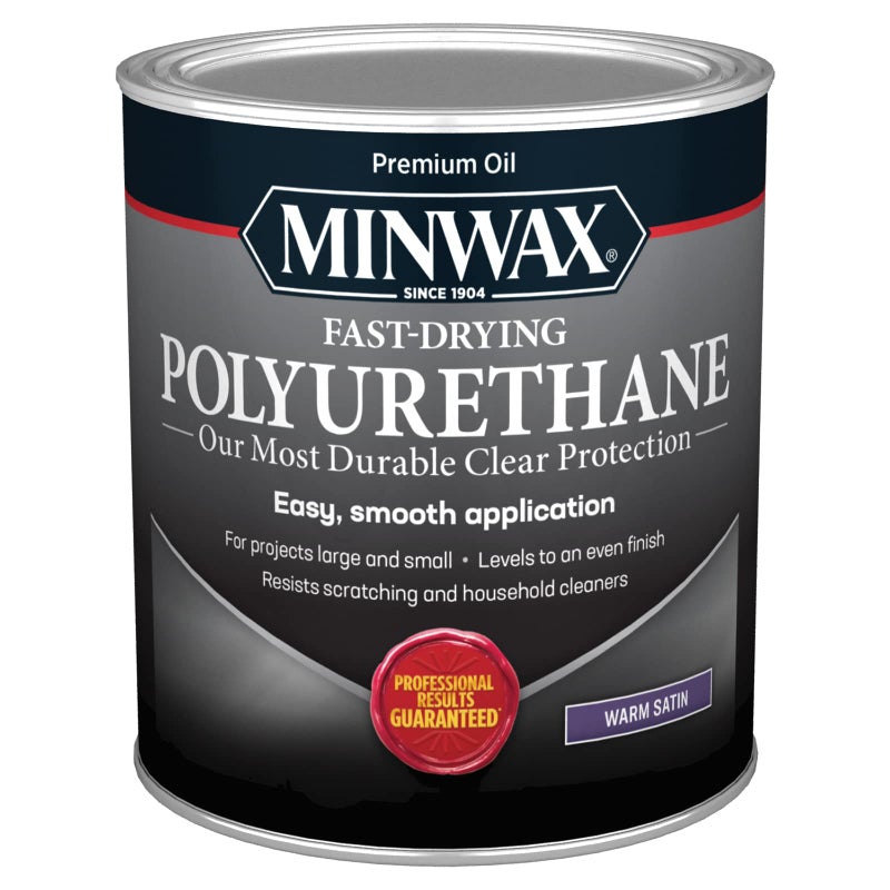 منواكس Minwax سريع الجفاف من مادة البولي يوريثين الواقية من الخشب الساتان الدافئ 1 كوارت - Image 1