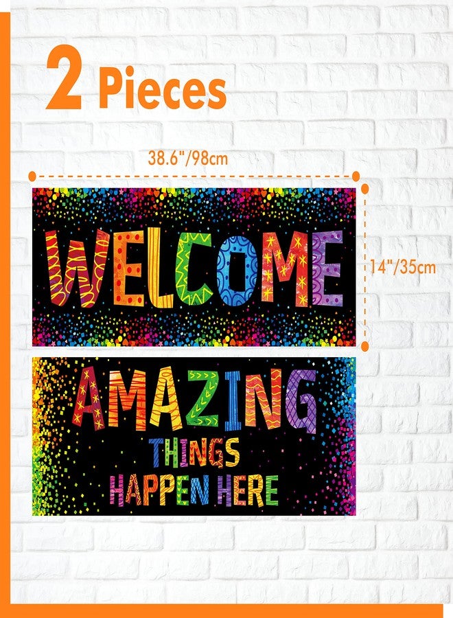 Gethelud Classroom Banner Poster, 2 PCS Colorful Confetti Bulletin Board Decoration Motivational Posters for School & Classroom Primary Middle High School-Amazing Things Happen Here (Poster Tube Package) - Image 2