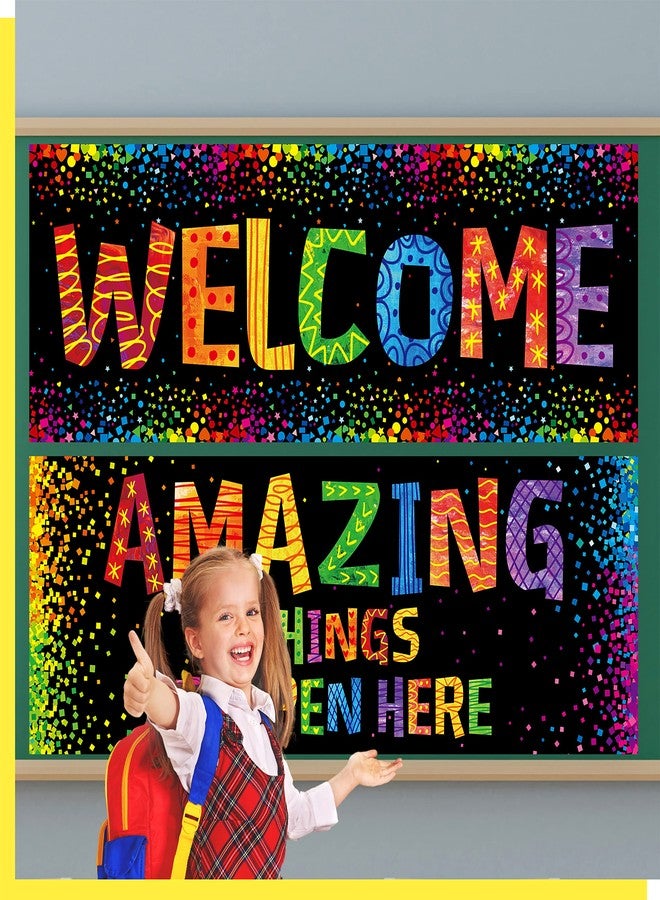 Gethelud Classroom Banner Poster, 2 PCS Colorful Confetti Bulletin Board Decoration Motivational Posters for School & Classroom Primary Middle High School-Amazing Things Happen Here (Poster Tube Package) - Image 5