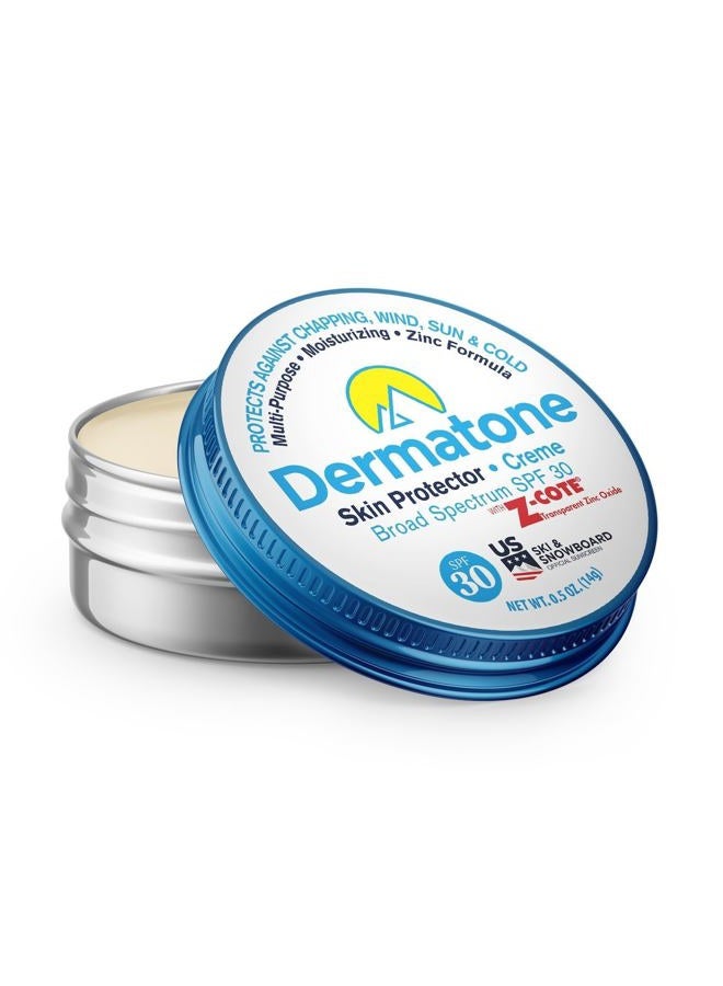 Dermatone Skin Protector w/Zinc | Skin Balm for Face & Lips | Barrier Cream for Sun, Wind & Cold | SPF 30 Zinc Sunscreen | Moisturize, Heal & Repair Dry Skin, 0.5 oz - Image 1