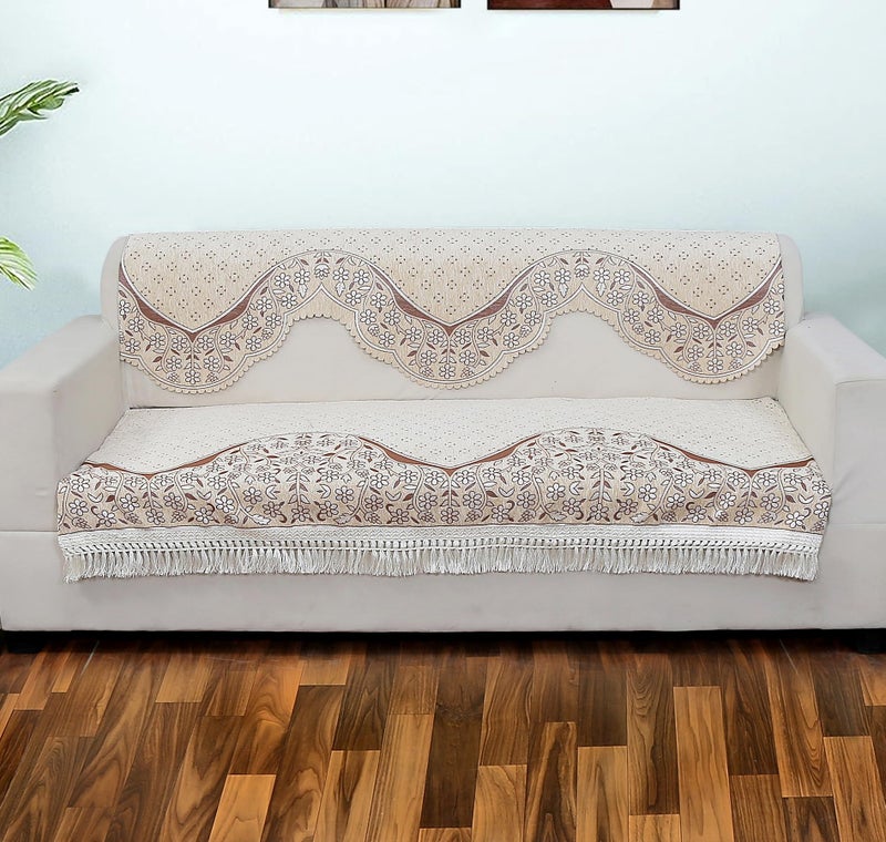 AMAZE ATTIRES Floral Sofa Cover Set of 3 Seater | Slipcover for 3 Seater Sofa Panel Cover, Easily Machine Washable Sofa Seat Runner for Couch | 6 Piece, Design 7 - Image 1