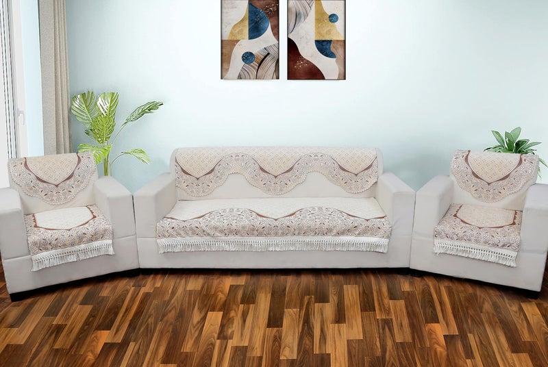 AMAZE ATTIRES Floral Sofa Cover Set of 3 Seater | Slipcover for 3 Seater Sofa Panel Cover, Easily Machine Washable Sofa Seat Runner for Couch | 6 Piece, Design 7 - Image 5