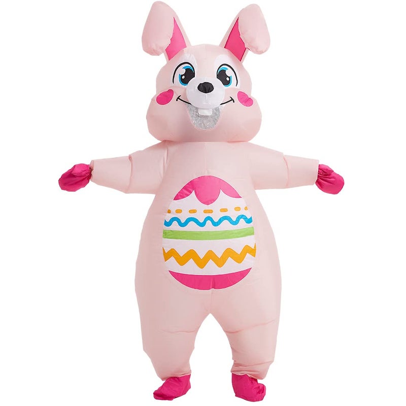 KOOY Easter Bunny Costume Adult Inflatable Rabbit Costume Pink Blow up Suit Full Body For Adult Men Women Holiday Party Cosplay Festival Celebration - Image 1