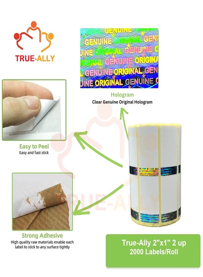 True-Ally 50x25 Holographic Chromo Barcode Label - 2 x 1 inch - 50mm x 25mm - 2 Ups - 2000 Labels/Roll - Genuine Original Siver Hologram Barcode Sticker (2 Roll Per Pack (4000 Labels)) - Image 3