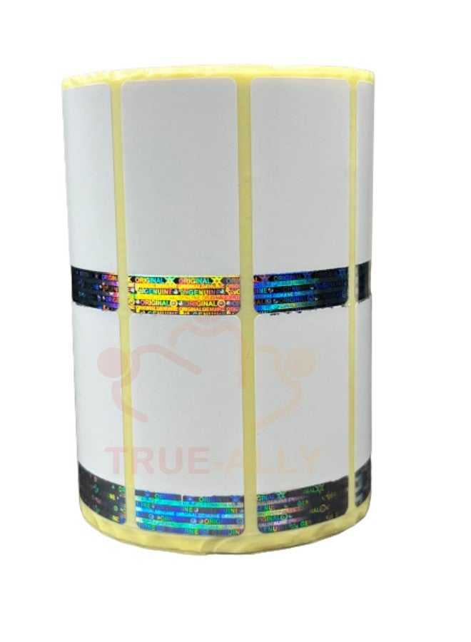 True-Ally 50x25 Holographic Chromo Barcode Label - 2 x 1 inch - 50mm x 25mm - 2 Ups - 2000 Labels/Roll - Genuine Original Siver Hologram Barcode Sticker (2 Roll Per Pack (4000 Labels)) - Image 1