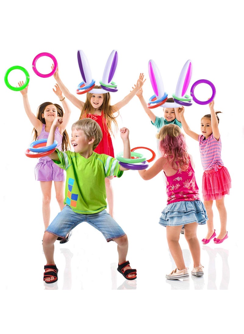 KASTWAVE Inflatable Bunny Ring Toss Game, Rabbit Ears Ring Toss Party Games Inflatable Toys Gift for Kid Family School Party Favor Indoor Outdoor Toss Game 3 Pack  - Image 2