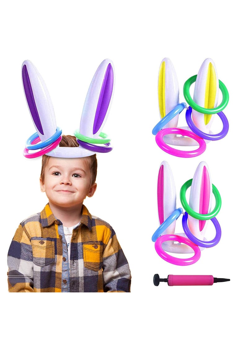 KASTWAVE Inflatable Bunny Ring Toss Game, Rabbit Ears Ring Toss Party Games Inflatable Toys Gift for Kid Family School Party Favor Indoor Outdoor Toss Game 3 Pack  - Image 1