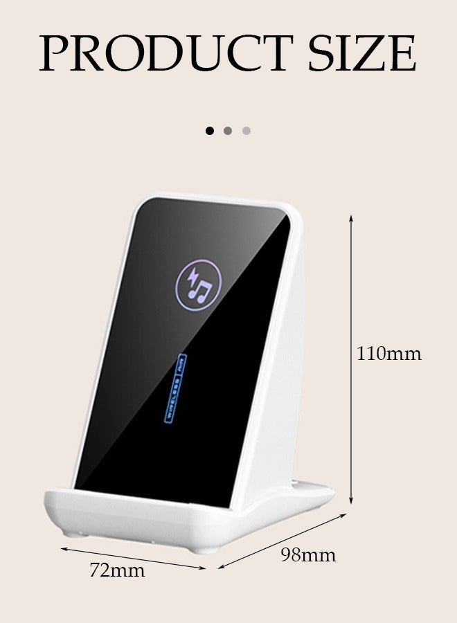 DUNISO Mobile phone holder with Bluetooth speaker, wireless fast charging portable holder, small size, magnetic attraction, anti slip, suitable for various mobile phones, white  - Image 2