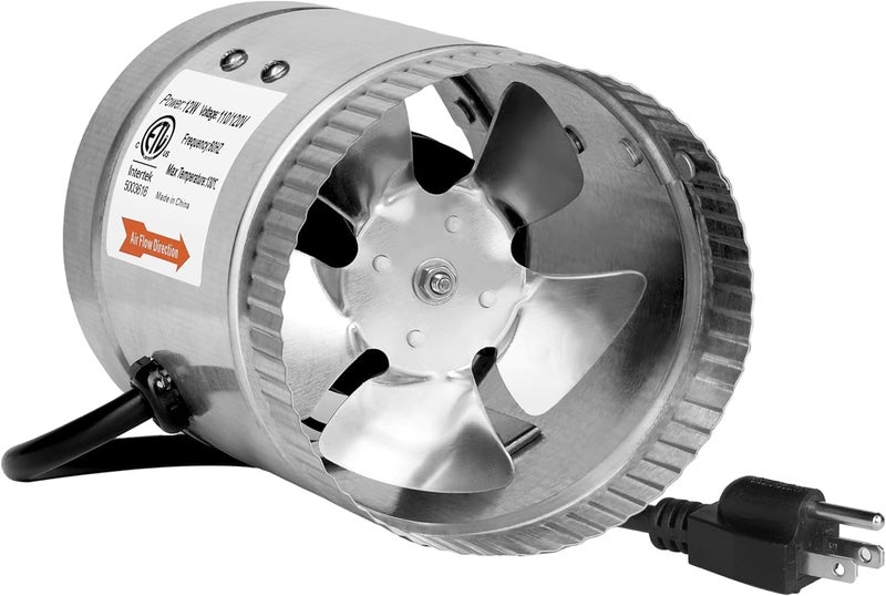I-Power 4 Inch 100 CFM Inline Duct Fan with Low Noise, Exhaust Booster for HVAC Ventilation in Grow Tent, Basements, Bathrooms and Kitchens, Grey - Image 1