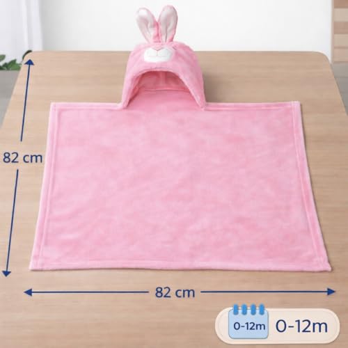BRANDONN Ultra Soft Organic Premium Bathrobe Bath Gown for Babies Baby Bath Towel(Pink Rabbit, 0-12 Months, L 82 cm x B 82 cm) - Image 5