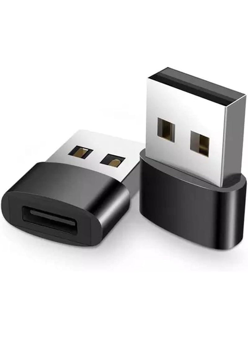 2-in-1 USB C to USB A Adapter Set, Type-C Female to USB-A Male Converter, Black - Image 1