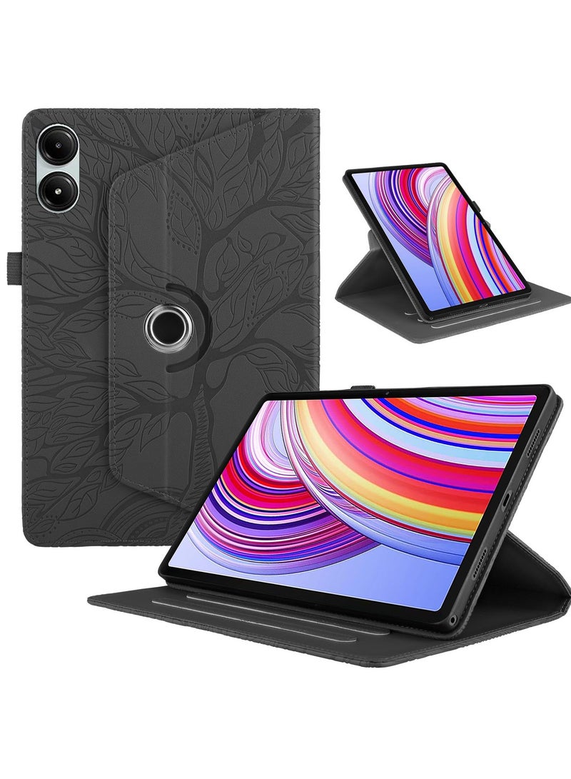 Excefore Rotating Case for Xiaomi Redmi Pad Pro 12.1 Inch, 2024 PU Leather Tablet Case with 360 Degree Rotating Stand, Black Tree Design, Protective Cover for Xiaomi Redmi Pad Pro 12.1  - Image 1