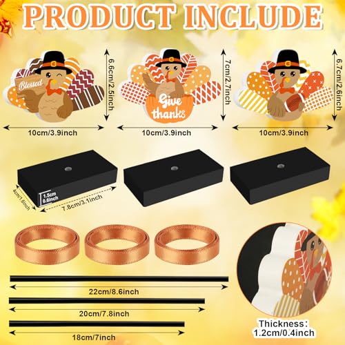 Sereliy 3 Pcs Thanksgiving Tiered Tray Decor Wooden Turkey Thanksgiving Table Decorations Indoor Fall Sign for Home and Party Decor Turkey Ripe - Image 3