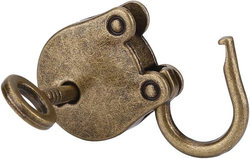 klarako Mini Solid Padlock, 3Pcs Antique Padlock Skeleton Key Notebook Metal Lock Silver Gold Bronze - Image 3