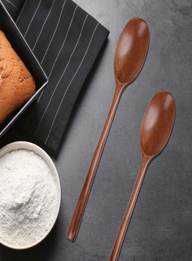 DaKuan 8 Pieces Wood Soup Spoons, DaKuan Wooden Ladle Spoon Set for Cooking Mixing Stirring Honey Tea Soda Dessert Coconut Bowl Nonstick Pots Kitchen- 9 Inch - Image 2