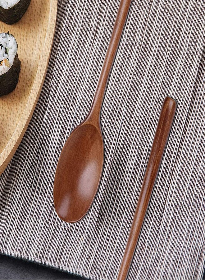 DaKuan 8 Pieces Wood Soup Spoons, DaKuan Wooden Ladle Spoon Set for Cooking Mixing Stirring Honey Tea Soda Dessert Coconut Bowl Nonstick Pots Kitchen- 9 Inch - Image 4