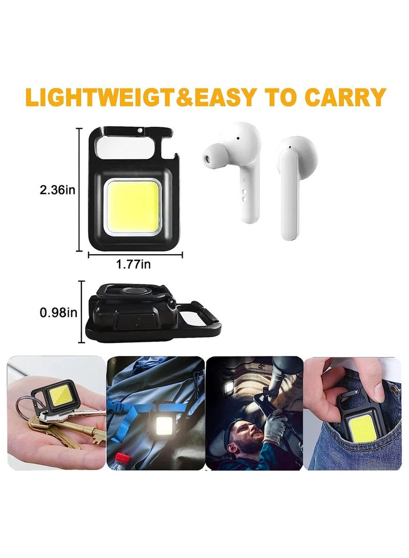 2 Pack Rechargeable Flashlights, 5 Modes Mini Flashlight Keychain with Folding Bracket Bottle Opener and Magnetic Base for Emergency and Outdoor Use - Image 4