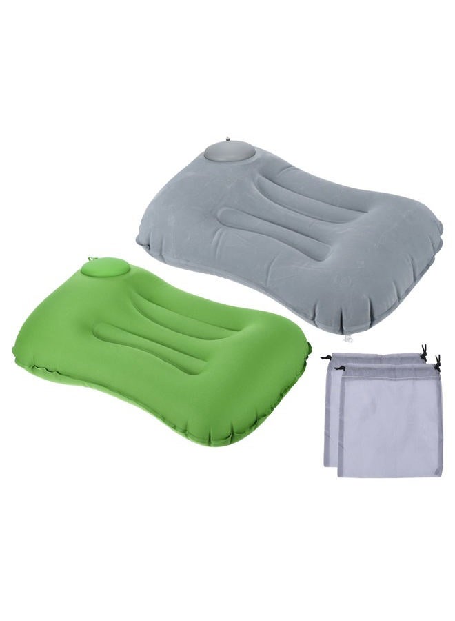 PATIKIL Camping Pillow, 2 Pack Portable Camp Beach Pillow Ultralight Inflatable Travel Airplane Pillow Lumbar Support for Hiking Backpacking, Green Gray - Image 1